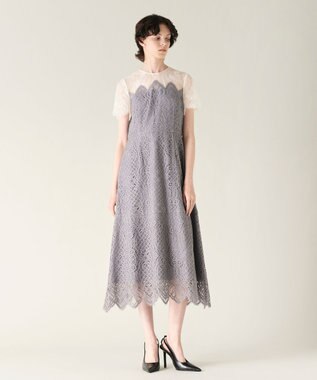 GRACE CONTINENTAL レース切替フレアドレス グレー