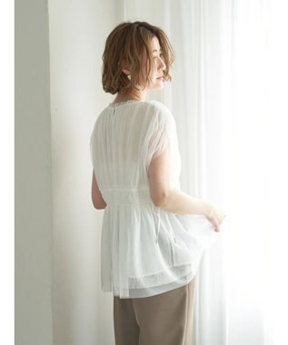 YECCA VECCA チュールギャザーブラウス Brown