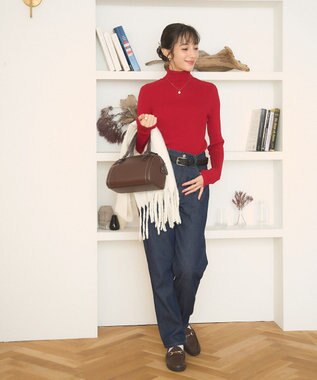 WEGO 【手洗い可】タートルネックニット レッド