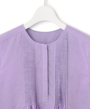 23区 【SLOW/洗える】リネンコットン ノースリーブブラウス ライラック系
