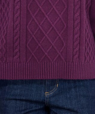 Tiaclasse L 【洗える】ケーブル編みドルマンニットトップス パープル