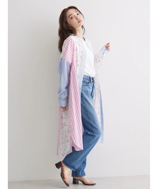 AMERICAN HOLIC Ｆｌｏｗｅｒ　×　Ｓｔｒｉｐｅシャツチュニック Pink