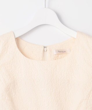 Feroux 【洗える】フクレジャガードチュニック ブラウス アイボリー系