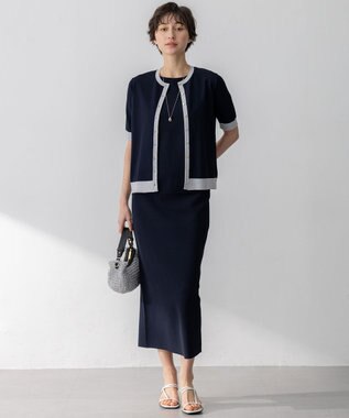 23区 S 【WEB&一部店舗限定/洗える】レーヨンポリエステルストレッチ タイト スカート ネイビー系