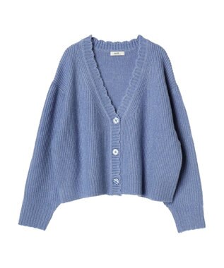 earth music&ecology スカラップニットカーディガン Blue