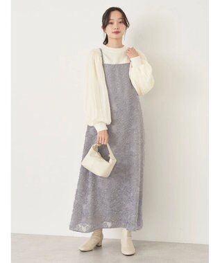 earth music&ecology フラワージャガードキャミワンピース Gray