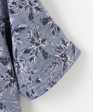 JOSEPH ABBOUD 【吸水速乾/ストレッチ/ノルマンディーリネン】リネンハニカム プリントジャージー シャツ サックスブルー系6