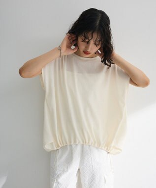 Green Parks 表面カット裾ドロストプルオーバー Red