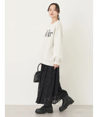 earth music&ecology 起毛レースフレアスカート Black