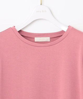 ANY SIS プレーティングジャージーアーモンドスリーブ カットソー ピンク