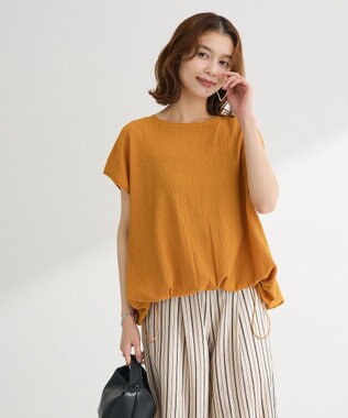 Green Parks 表面カット裾ドロストプルオーバー Red