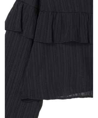 earth music&ecology フリル切替えショートブラウス Black