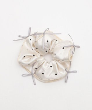 WEGO Lリボンドットシュシュ オフホワイト