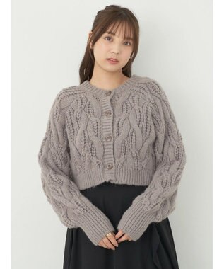earth music&ecology ｍｉｘケーブルカーディガン Gray Beige