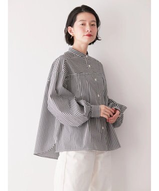 AMERICAN HOLIC イージーケア切替タックワイドシャツ Gingham Check