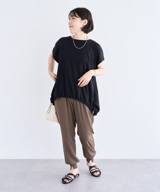 Green Parks 表面カット裾ドロストプルオーバー Red