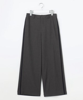 J.PRESS LADIES ジョーゼット裏起毛 ワイド パンツ チャコール×ネイビー系