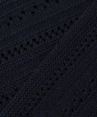 組曲 【WEB限定カラーあり】透かし編みバルキーボーダー柄ニット ネイビー系