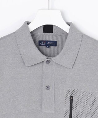 23区GOLF 【MEN】長袖ニットポロシャツ ホールガーメント ライトグレー系