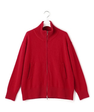 ICB L 【新色追加】ソフトカシミヤミックス ニットトラックジャケット ディープレッド