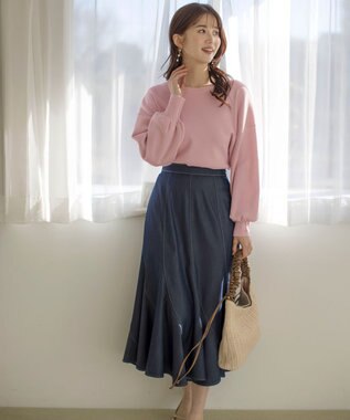 ANY SIS S 【洗える】デニムライクエスカルゴ スカート シャンブレー