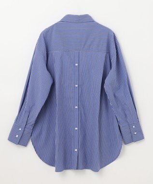 ANY 【洗濯機可能/接触冷感/UVケア】カラーストライプシャツ ブルーロンスト