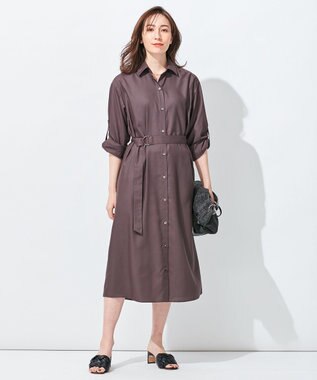 自由区 L 【抗菌/サスティナブル/セット着用可】EASY SET UP ワンピース ダークブラウン系