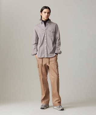 J.PRESS MEN 【KING SIZE】ギンガムチェック コットンネルジャージシャツ ブラウン系3