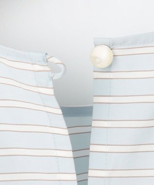 自由区 【洗える】SOMELOSクロップド丈 ブラウス サックスストライプ