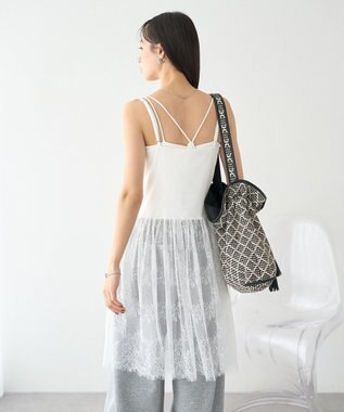 earth music&ecology チュールヘムキャミソール Off White