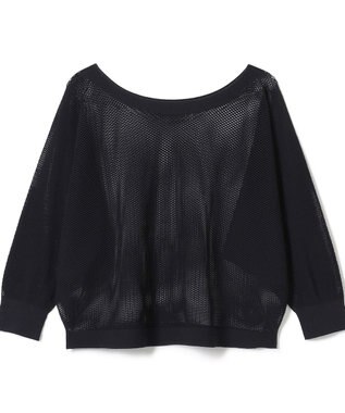 Chacott 【ノーソーイングニット】7分袖メッシュニットTシャツ ブラック