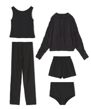 San-ai Resort（三愛水着楽園） WEB限定商品ショートラッシュパーカー付きリブタンキニ水着+レギンス付き5点セット【Beach Queen（ビーチクイーン）】 ブラック