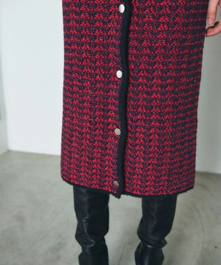 GRACE CONTINENTAL バイカラージャガードニットワンピース レッド