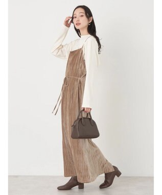 earth music&ecology ベロアプリーツキャミワンピース Beige