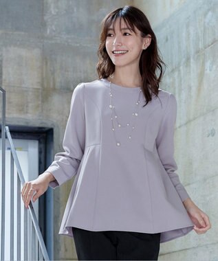  【洗える】ソフトペプラムブラウス