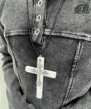 WEGO LMIXウッドクロスネックレス ホワイト