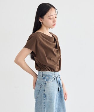 earth music&ecology フレンチスリーフドレーププルオーバー Brown