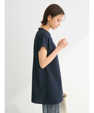 Green Parks 接触冷感　比翼ボタンチュニック Navy