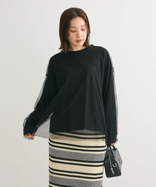 Green Parks ・ＥＬＥＮＣＡＲＥ　ＤＵＥ　チュールレイヤードロンＴＥＥ Black