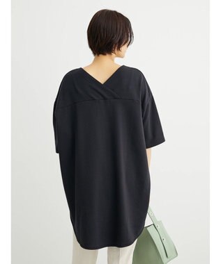 Green Parks ミニ裏毛バックカシュクール半袖チュニック Black