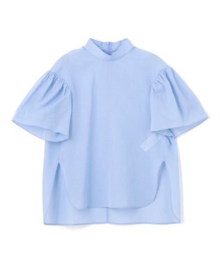 BEIGE， 【洗える】PLUMERIA / コットンシアーパフスリーブブラウス Sax