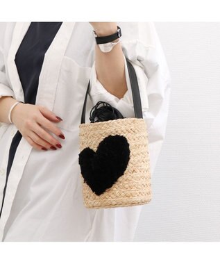 UNBILLION カシュカシュ cachecache / ハート付ラフィアバケットトート カゴバッグ