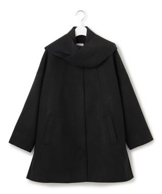 J.PRESS YORK STREET 【WOMEN】NEEDLE JERSEY マフラー付コート ブラック系