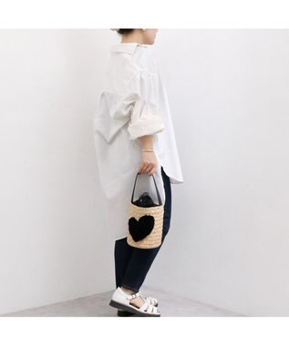 UNBILLION カシュカシュ cachecache / ハート付ラフィアバケットトート カゴバッグ ブラック