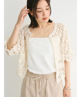 Green Parks ・ＳＵＧＡＲ　ＳＰＯＯＮ　２ｗａｙクロシェカーディガン Ivory