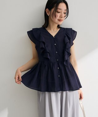 Green Parks フリルノースリーブブラウス