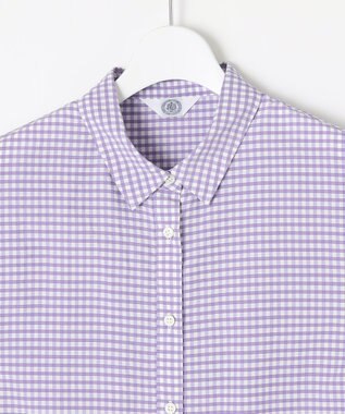J.PRESS LADIES 【洗える】アセVisギンガム シャツ ブラウス ラベンダー系