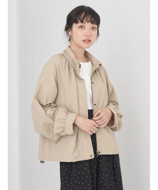 earth music&ecology スタンドフリルミリタリーブルゾン Beige