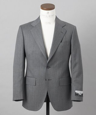 GOTAIRIKU 【御幸毛織】ドライスピナーツイルストレッチスーツ_グレーストライプ ライトグレー系1