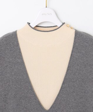 ANY SIS 【大人百花掲載 ヨンアさん着用】2SET ニットジャンスカ セット ライトグレー×アイボリー